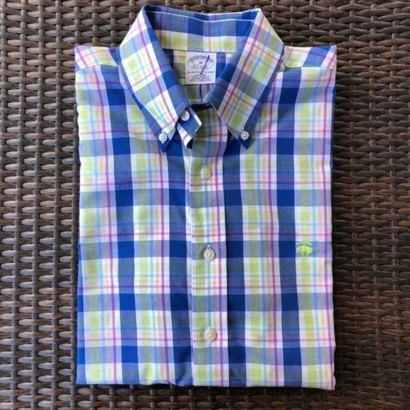 Brooks Bros Button Down in Plaid Short Sleeve - Picture 1 of 5